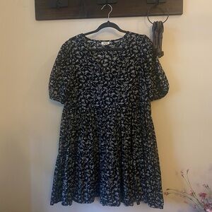 Floral Black and White Dress